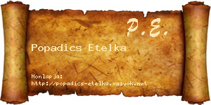 Popadics Etelka névjegykártya